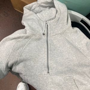 Heathered Grey Lululemon Scuba 1/2 Zip Hoodie